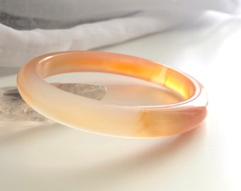 Colourful World! Icy Orange Colour Agate Bangle #A133