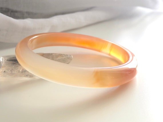 Colourful World! Icy Orange Colour Agate Bangle #A133