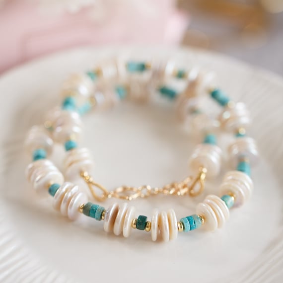 Tyra Turquoise and Pearl Choker Necklace