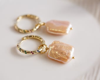 Angie Multi-Way Colourful Hoop Pearl Earrings