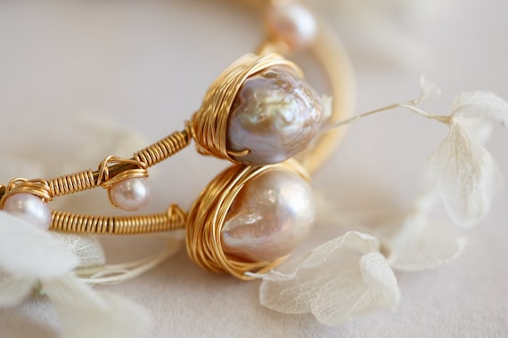 Baroque Pearl Twins Cuff Bangles