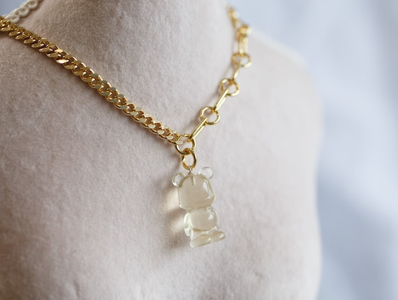 Willa Lemon Quartz Bear Bold Gold Necklace