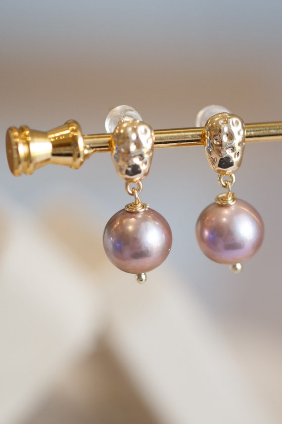Piper Metallic Purple Pearl Earrings