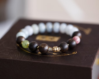 Nezetta Agarwood and Jadeite FeiCui Chakra Bracelet