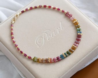 Alyson Rainbow Tourmaline Bib Necklace