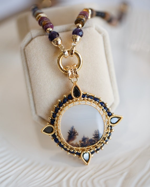 Dendritic Agate Star Pendant Necklace