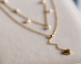 Tyra Double Layers Heart Necklace