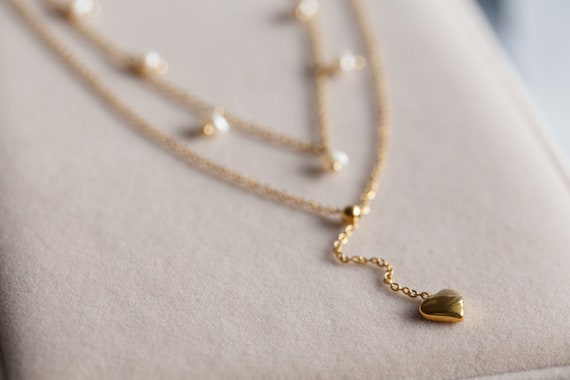 Tyra Double Layers Heart Necklace