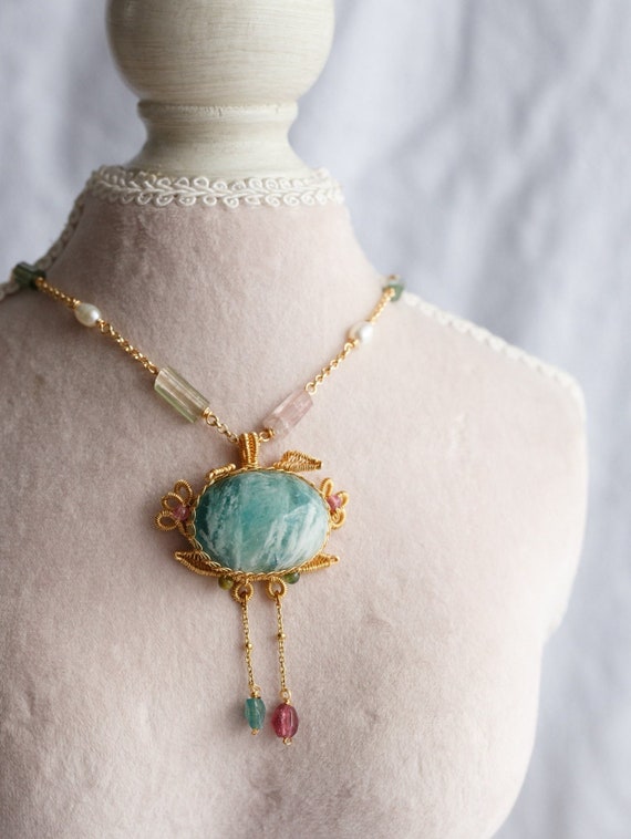 Brielle Feather Green Fluorite Pendant Necklace