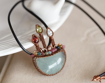 Cateline Aquamarine Castle Pendant Necklace