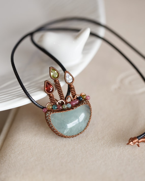 Cateline Aquamarine Castle Pendant Necklace