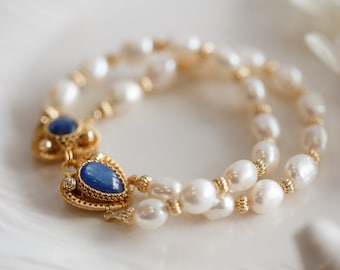 Kathleen Blue Kyanite Double Heart Bracelet