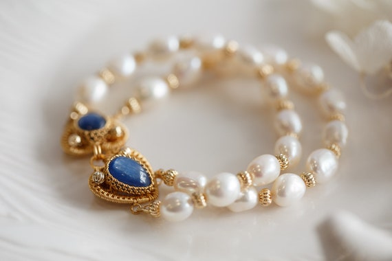 Kathleen Blue Kyanite Double Heart Bracelet