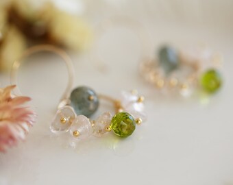 Luisa Moss Aquamarine Gemstone Cluster Loop Earrings