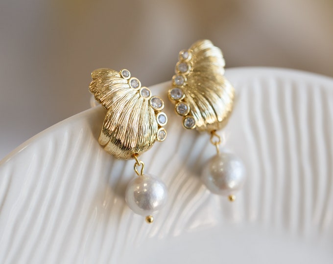 Featured listing image: Haylee Butterfly Stud Pearl Earrings