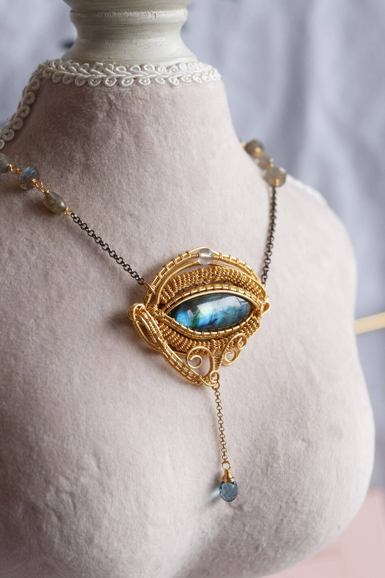 The Eye of Horus Marquise Labradorite Pendant Necklace Etsy