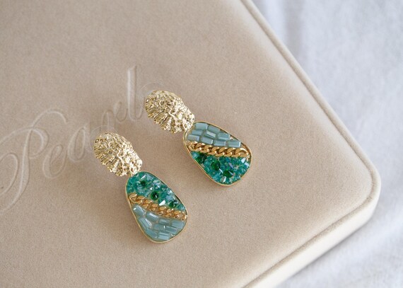 Penelope Green Crystal Stud Earrings