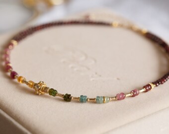 Cynthia Rainbow Tourmaline and Garnet Necklace