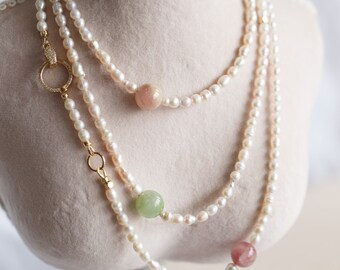 Ophelia Pearl and Tourmaline Long Necklace