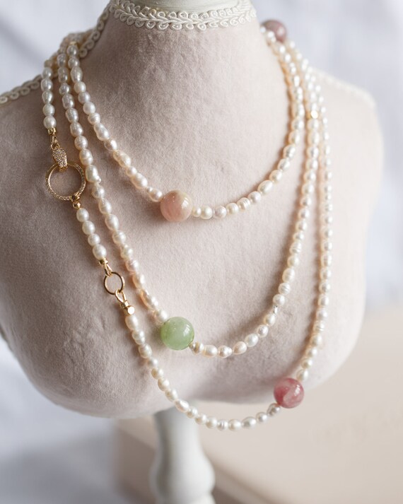 Ophelia Pearl and Tourmaline Long Necklace