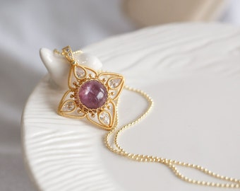 Nura Purple Lepidolite Pendant Necklace