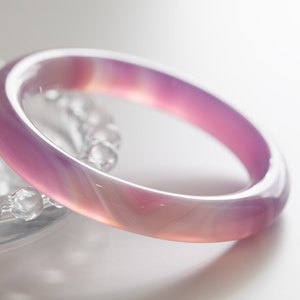 Colourful World! Pink Agate Lace Bangle #A327