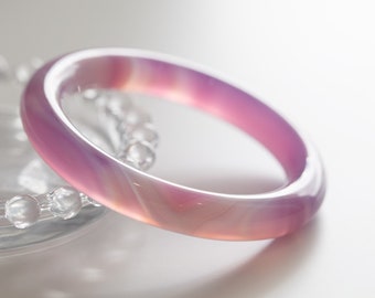 Colourful World! Pink Agate Lace Bangle #A327
