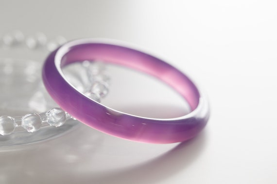 Colourful World! Purple Colour Lace Agate Bangle #A332