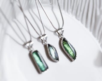 Aila Natural Tourmaline Silver Necklace