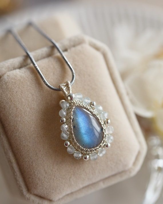 Aiyana Blue Labradorite Silver Pendant Necklace