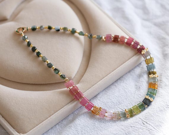 Isabeau Rainbow Tourmaline Bib Necklace