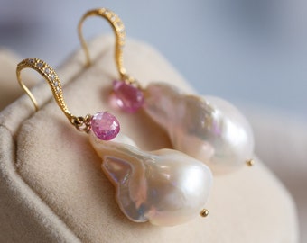 Scarlett Natural Baroque Pearl Drop Earrings