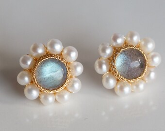 Blue Labradorite Little Lightbulb Stud Earrings