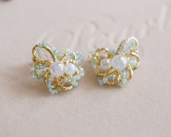 Emmeline Green Crystal Stud Earrings