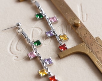 Miloslava Colourful Cubic Asymmetry Earrings