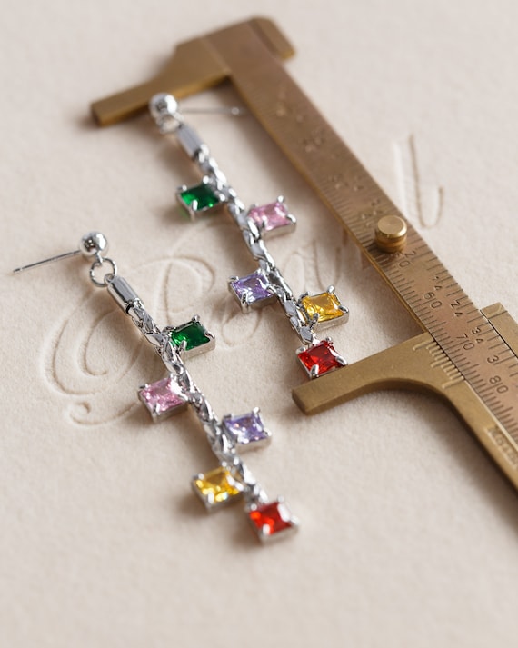 Miloslava Colourful Cubic Asymmetry Earrings