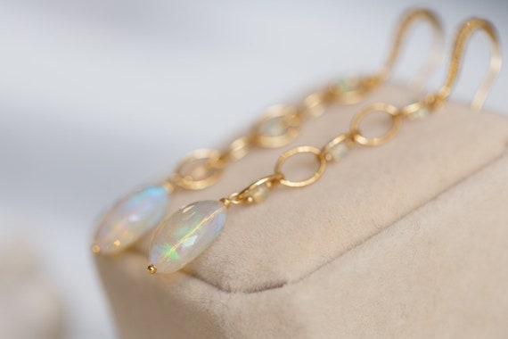 Ethiopia Welo Opal Waterfall Dangle Earrings
