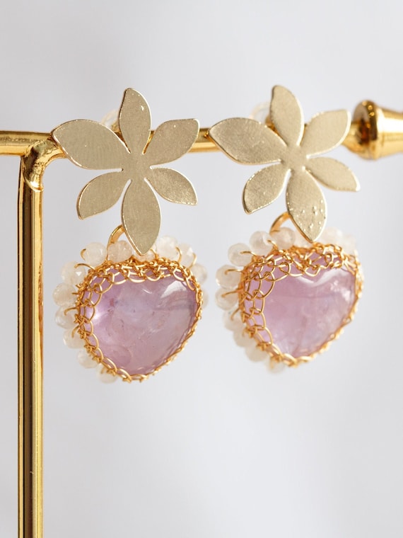 Avayah Lavender Amethyst Heart Earrings