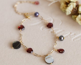 Lilyana Garnet Gemstone Chain Bracelet