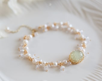 Anisa Prehnite Gemstone Cluster Bracelet