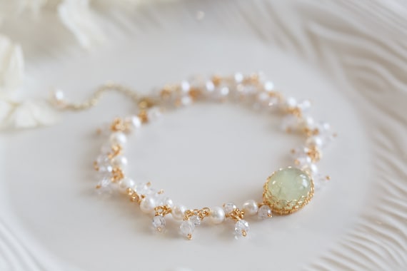Anisa Prehnite Gemstone Cluster Bracelet