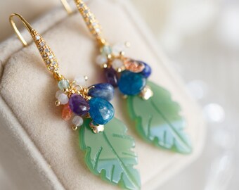 Summer Aventurine Gemstone Cluster Earrings