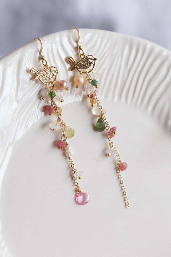 Lydia Tourmaline Tassel Earrings