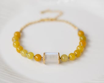 Maeve Burmese Yellow Jadeite Bracelet