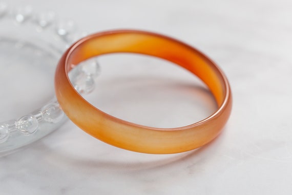 Colourful World! Gorgeous Orange Colour Lace Agate Bangle #A174