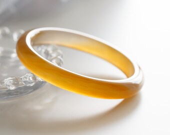 Colourful World! Bicolour Icy Brown Lace Agate Bangle #A259