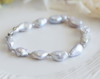 Ensley Metallic Lustre Grey Baroque Pearl Bracelet