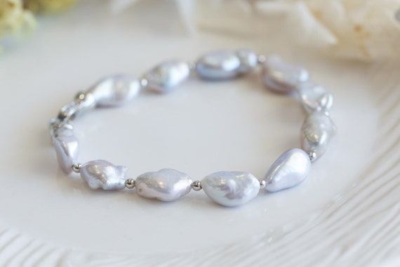Ensley Metallic Lustre Grey Baroque Pearl Bracelet