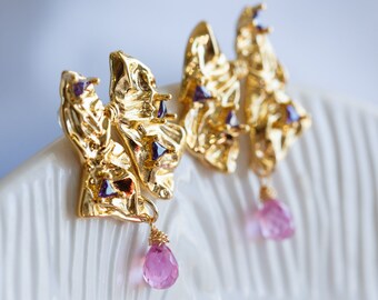 Emberly Cubic Bowknot Asymmetry Stud Earrings