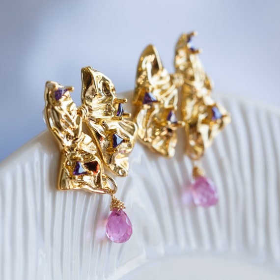 Emberly Cubic Bowknot Asymmetry Stud Earrings